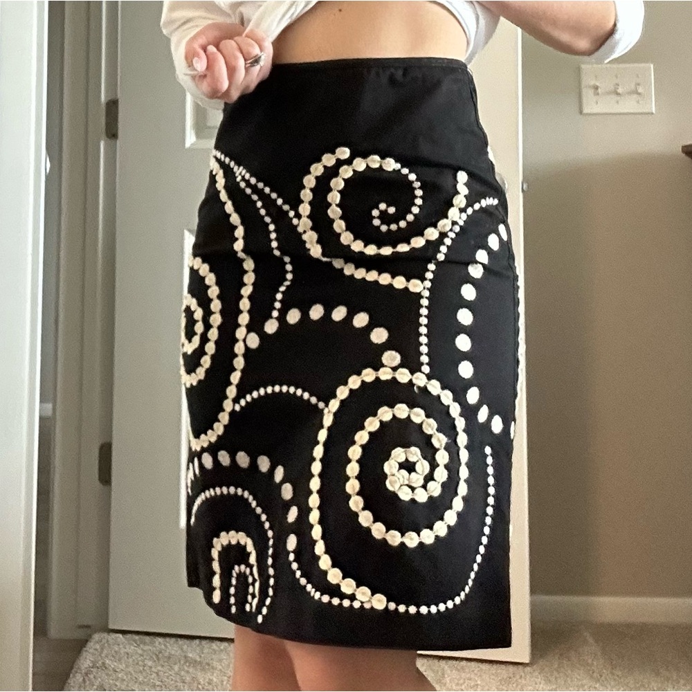 Boden Anthropologie 100% Cotton Embroidered Skirt Size 2R